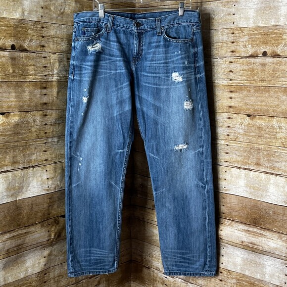 BANANA REPUBLIC MENS ESSENTIAL DISTRESSED RELAXED CASUAL STRAIGHT LEG JEANS - Picture 1 of 4